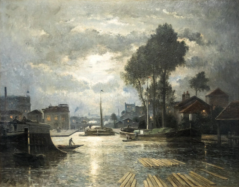 Der Kanal Saint-Denis gesehen vom Metz Darse, Mondschein-Effekt - Stanislas Lépine