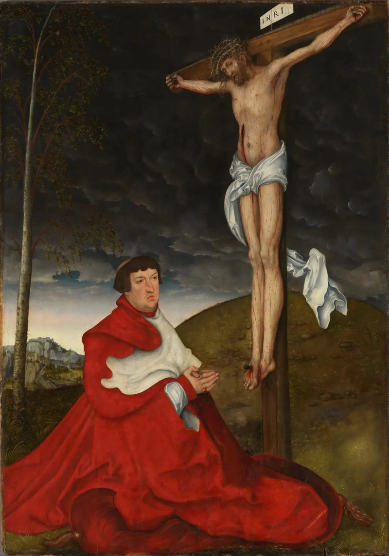 Der Kardinal Albrecht von Brandenburg vor der Kreuzigung - Lucas Cranach der Ältere