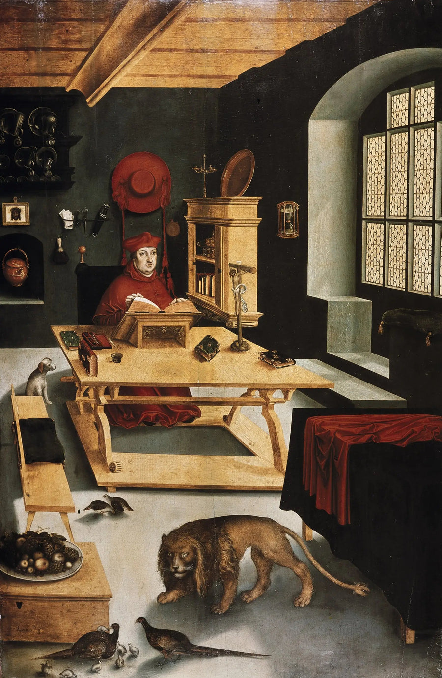Der Kardinal Albrecht von Brandenburg, Erzbischof von Mainz, dargestellt als Heiliger Hieronymus in seinem Arbeitszimmer - Lucas Cranach der Ältere