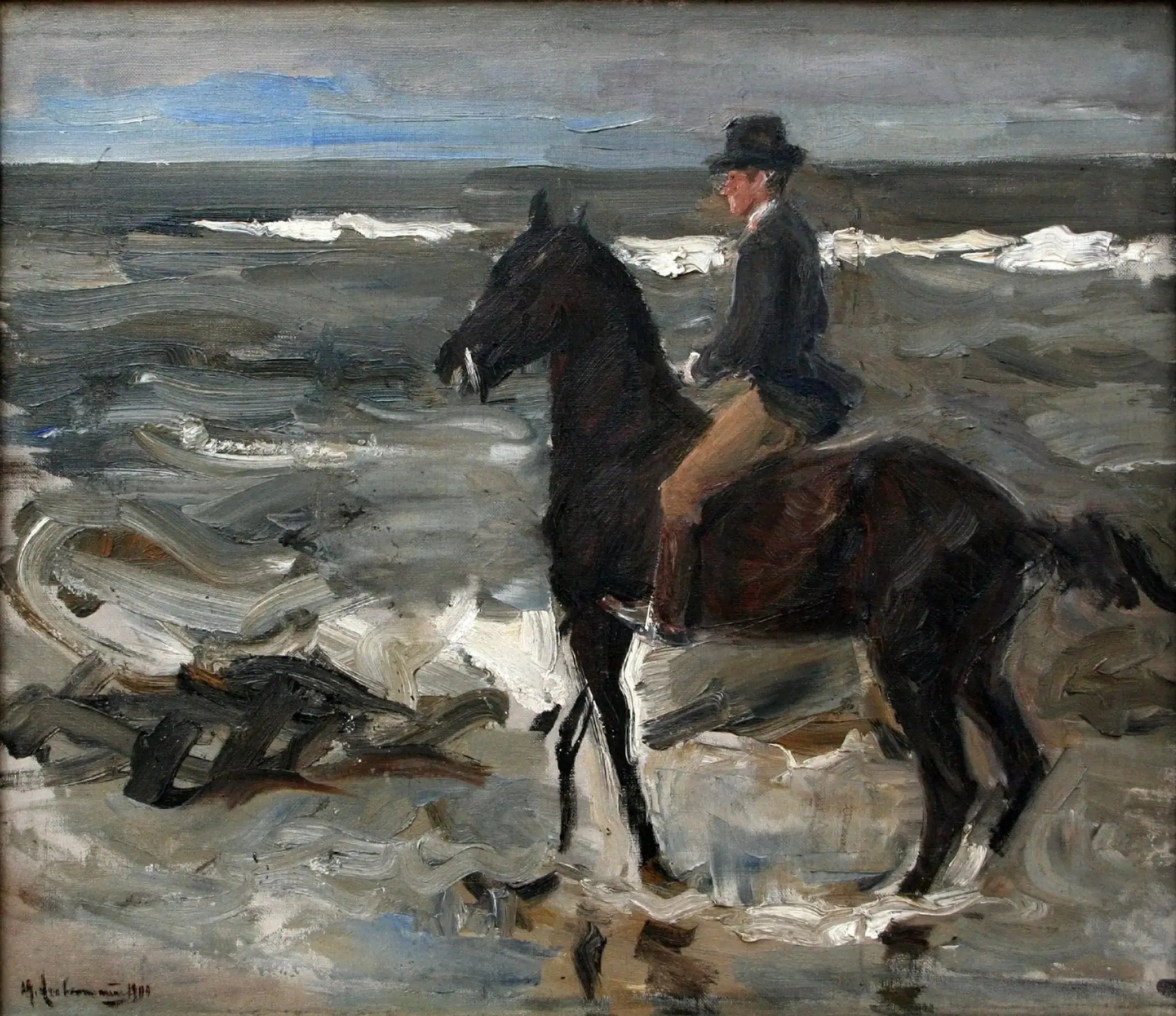 Le Cavalier sur la plage - Max Liebermann image 1 tableau peint à l’huile sur toile