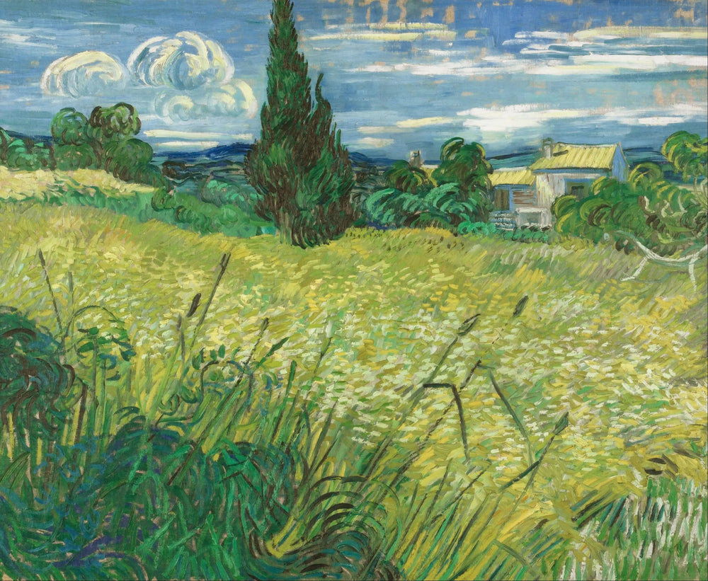 Le Champ de blé vert avec cyprès - Vincent van Gogh image 1 copie de tableau peinte à la main