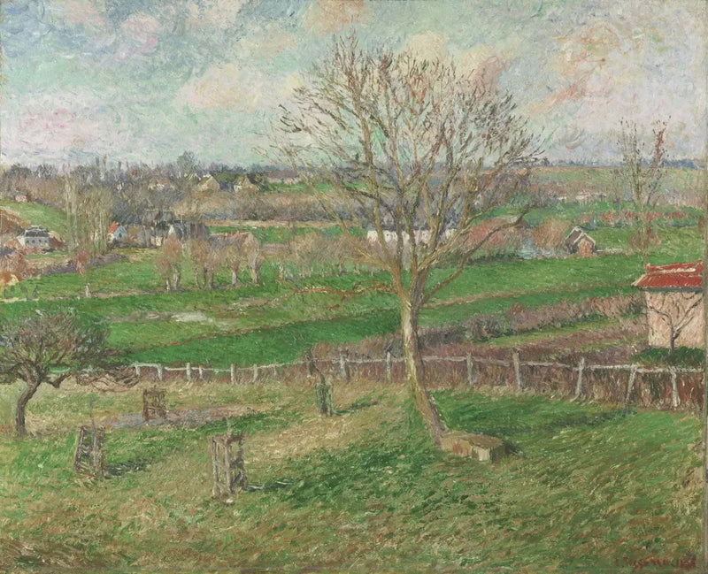 Das Feld und die große Walnuss im Winter, Eragny - Camille Pissarro