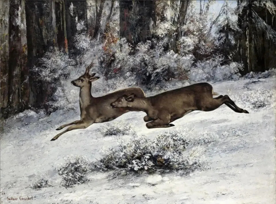 Le Change, épisode de chasse en Franche-Comté - Gustave Courbet image 1 copie peinte à la main à l’huile
