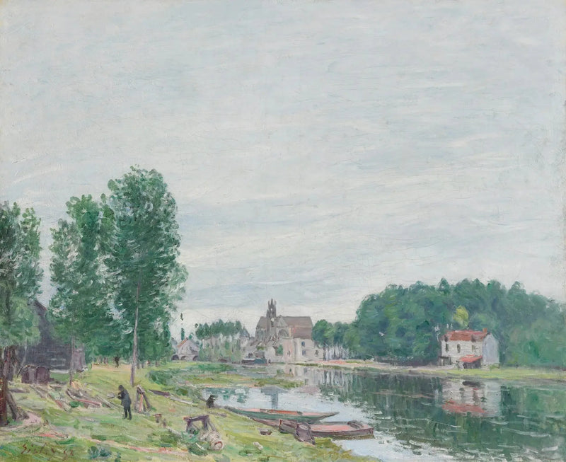 Die Werft Matrat, Moret-Sur-Loing, regnerisches Wetter - Alfred Sisley