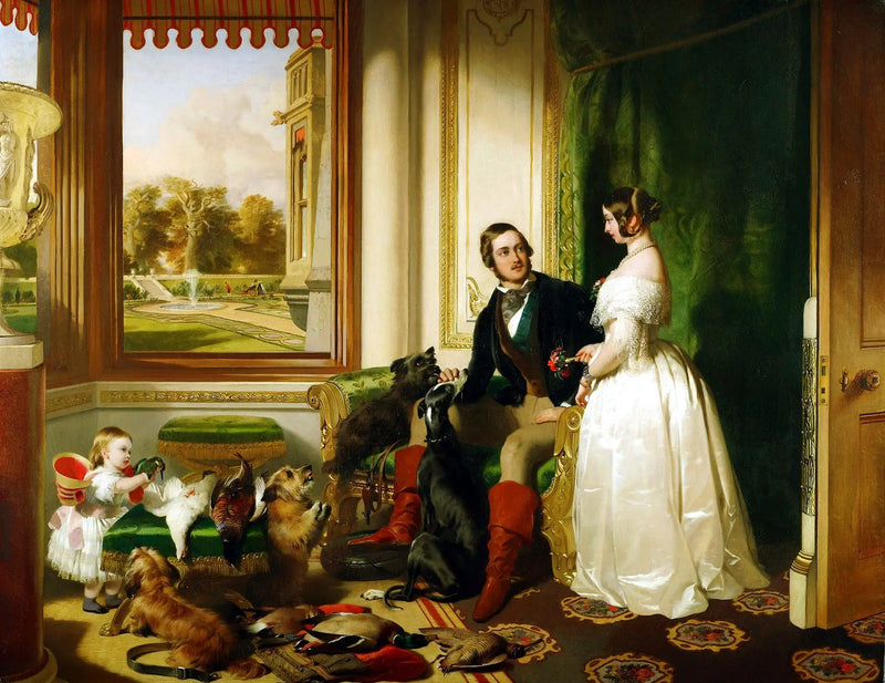 Windsor Schloss in der modernen Zeit; Königin Victoria, Prinz Albert und Victoria, Prinzessin der Krone - Edwin Henry Landseer