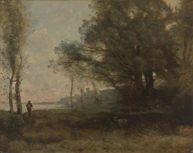 Der Ziegenhirte mit Blick auf den Golf - Jean-Baptiste Camille Corot