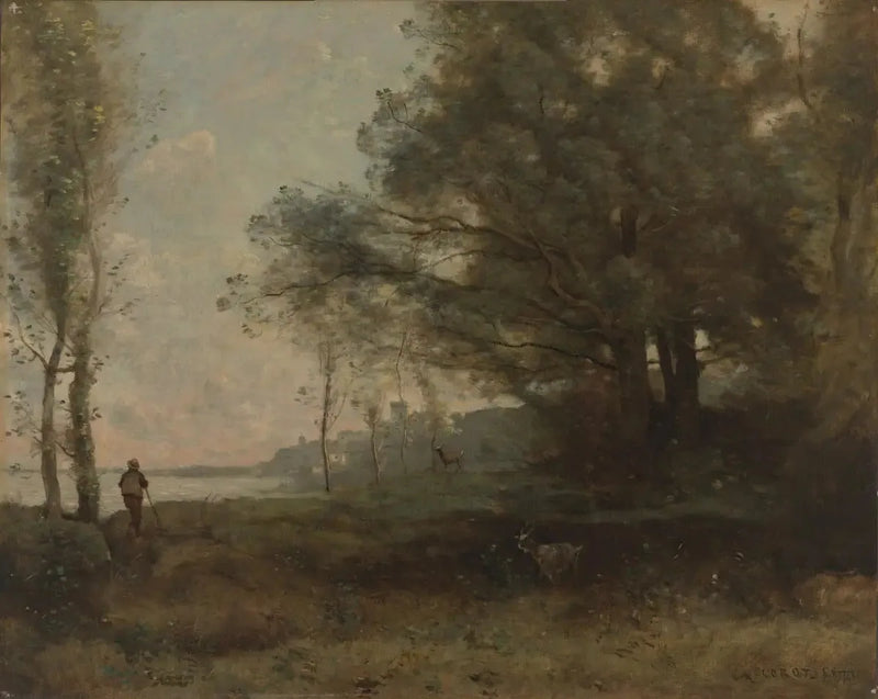 Der Ziegenhirte mit Blick auf den Golf - Jean-Baptiste Camille Corot