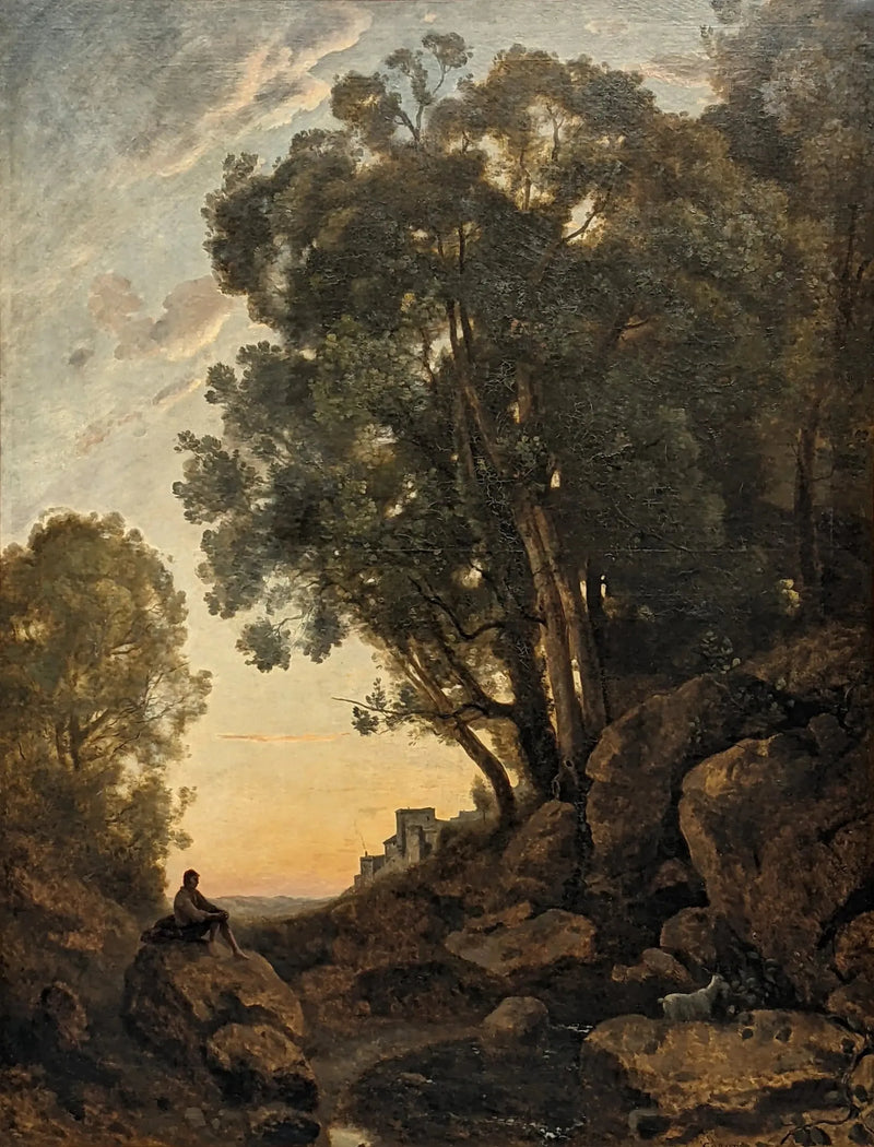Der italienische Ziegenhirte. Sonnenuntergangseffekt - Jean-Baptiste Camille Corot