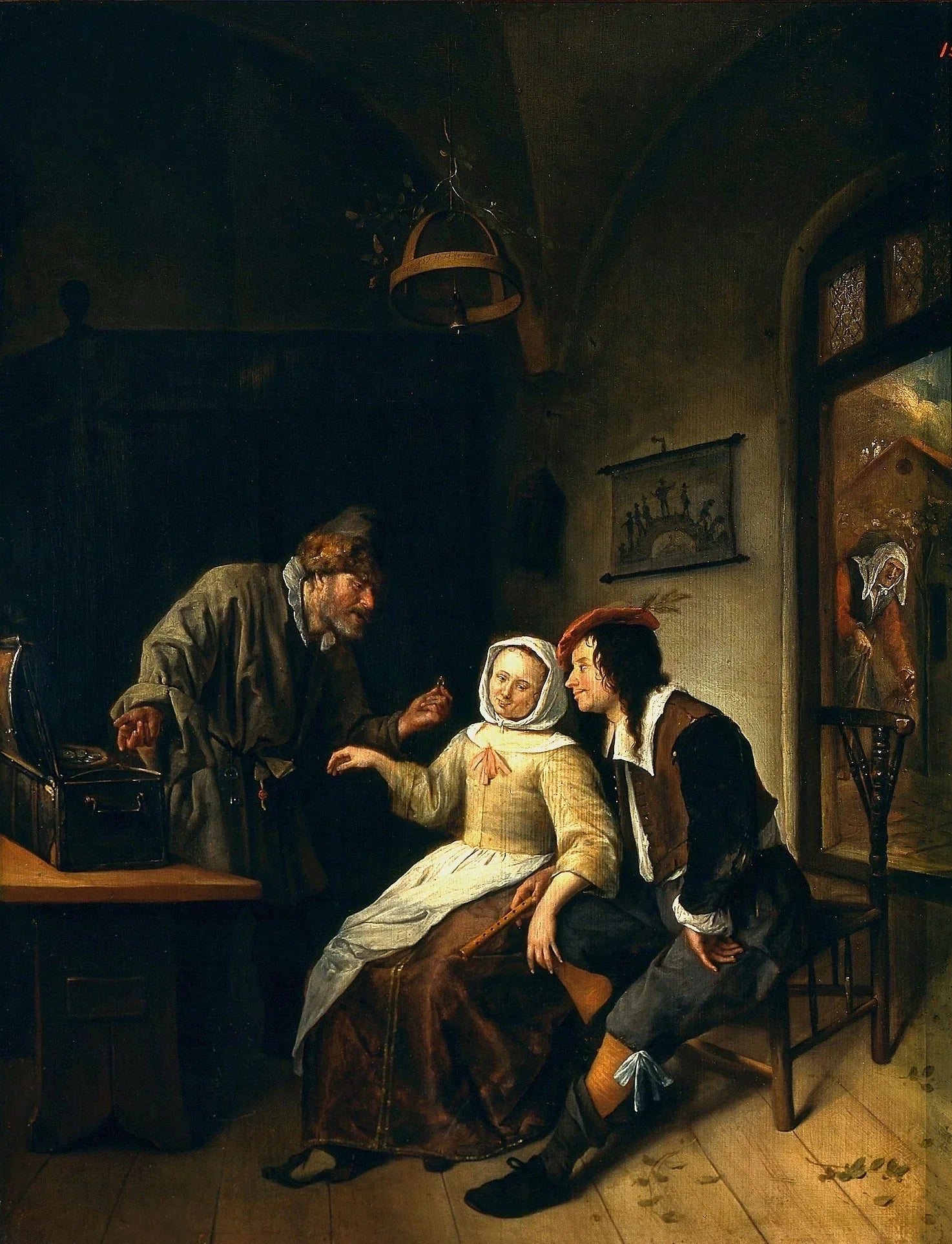 Le choix entre la richesse et la jeunesse - Jan Steen image 1 copie de tableau peinte à la main
