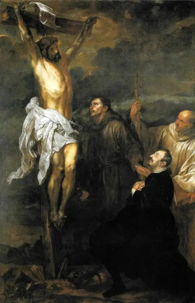 Der gekreuzigte Christus verehrt von Francesco Orero, die Heiligen Franziskus und Bernhard - Antoine van Dyck