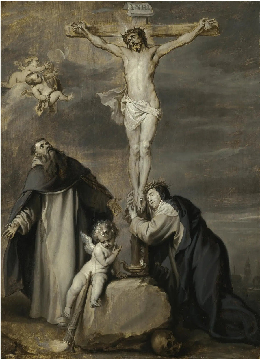 Der gekreuzigte Christus verehrt von den Heiligen Dominikus und Katharina von Siena - Antoine van Dyck