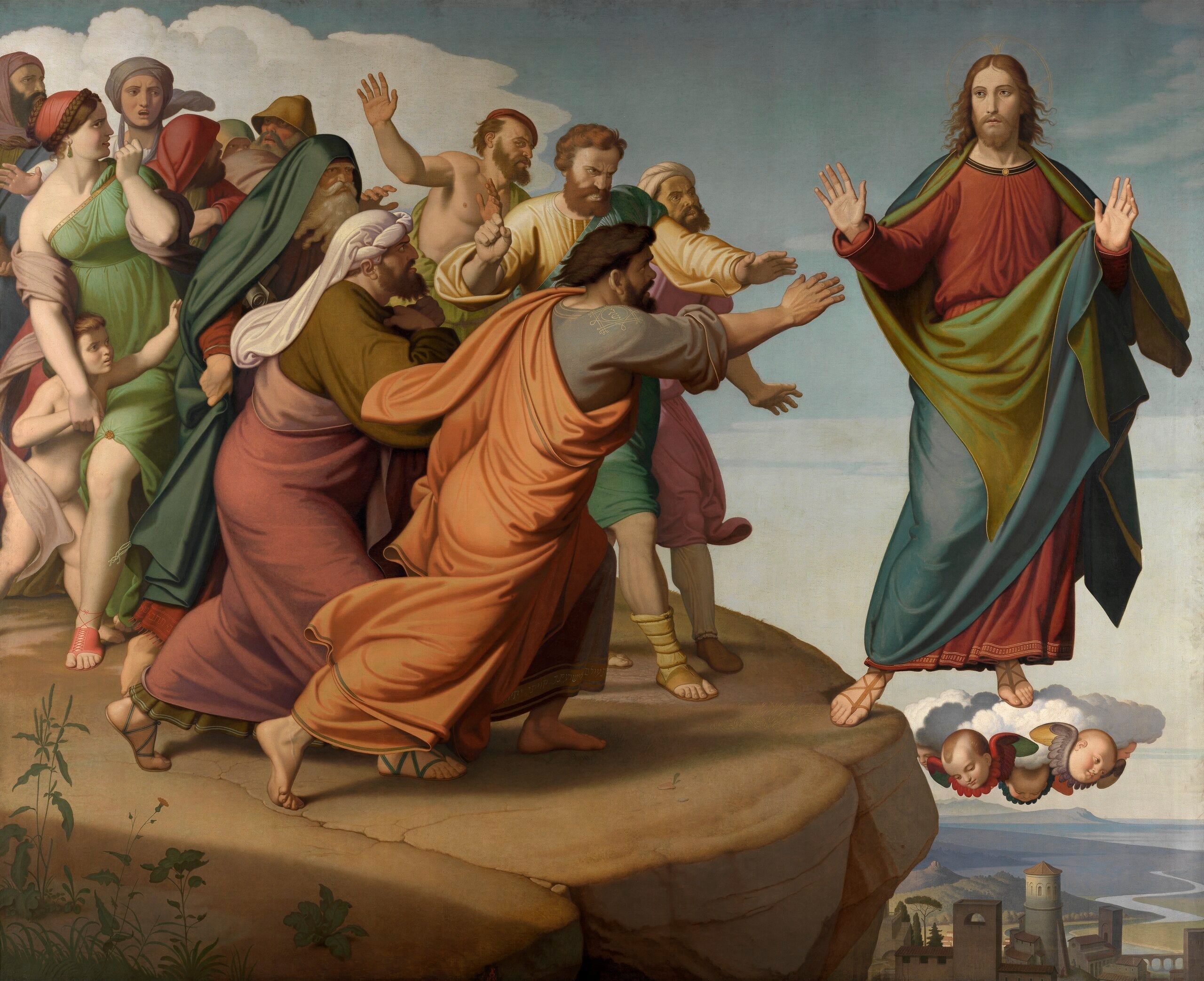 Le Christ échappe aux pharisiens - Johann Friedrich Overbeck image 1 reproduction artisanale de tableau