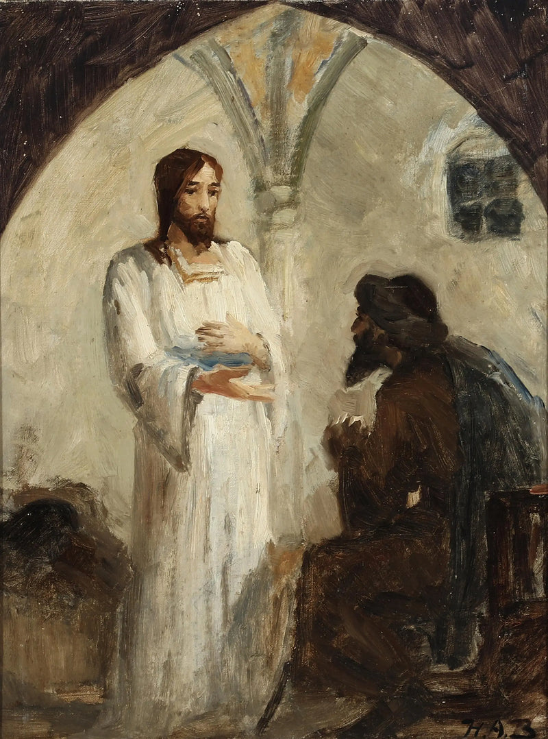 Der Christus im Gespräch mit einem Jünger. - H. A. Brendekilde