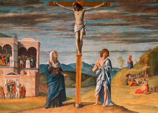 Der Christus am Kreuz mit der Jungfrau und dem heiligen Johannes dem Evangelisten - Cima da Conegliano