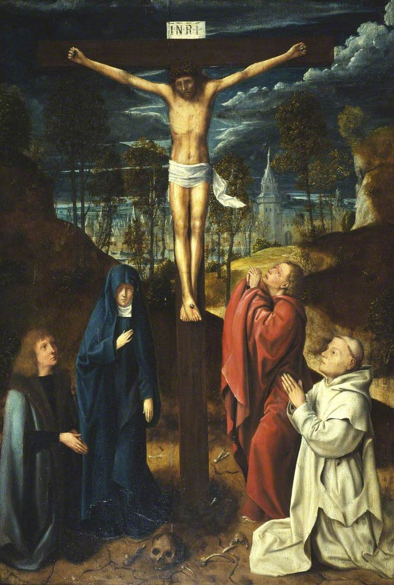 Der Christus am Kreuz zwischen der Jungfrau, dem heiligen Johannes und zwei Spendern - Quentin Metsys