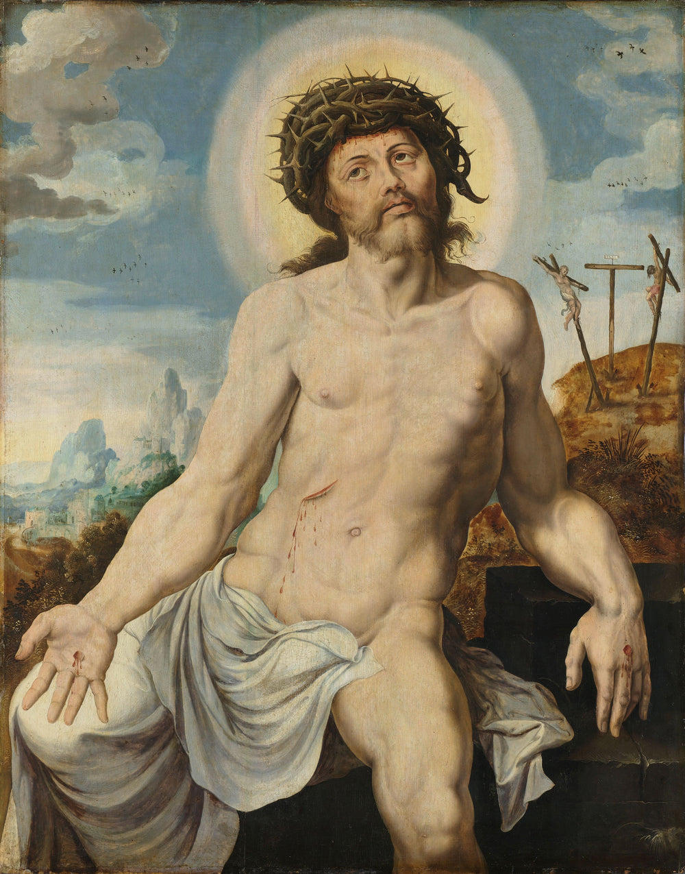 le Christ en Christ de Douleur - Maarten van Heemskerck image 1 copie peinte à la main à l’huile