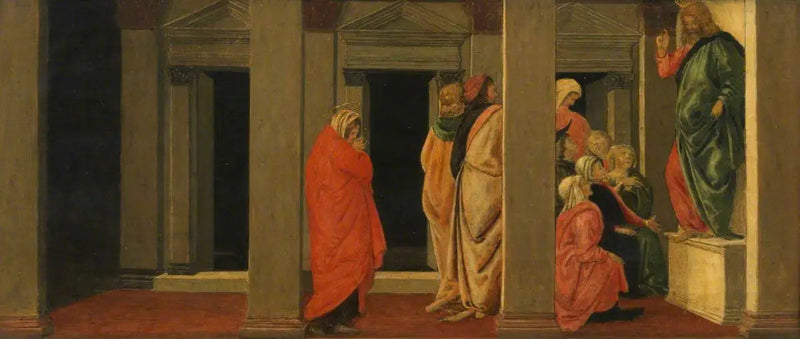 Der lehrende Christus (Predelle, Tafel eins) - Sandro Botticelli