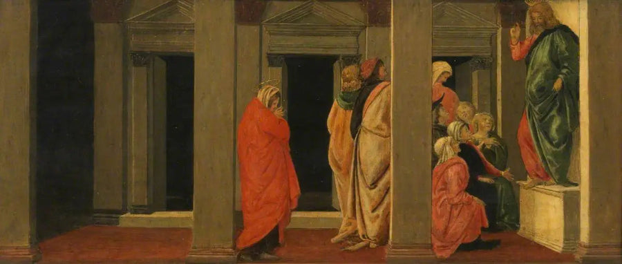 Der lehrende Christus (Predelle, Tafel eins) - Sandro Botticelli