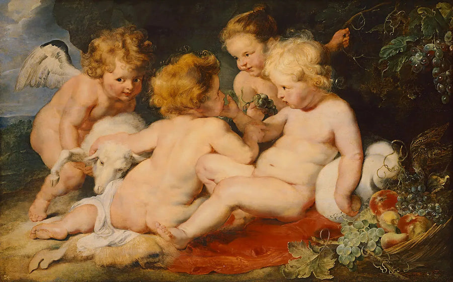 Der Christus und Johannes der Täufer als Kinder und zwei Engel - Peter Paul Rubens