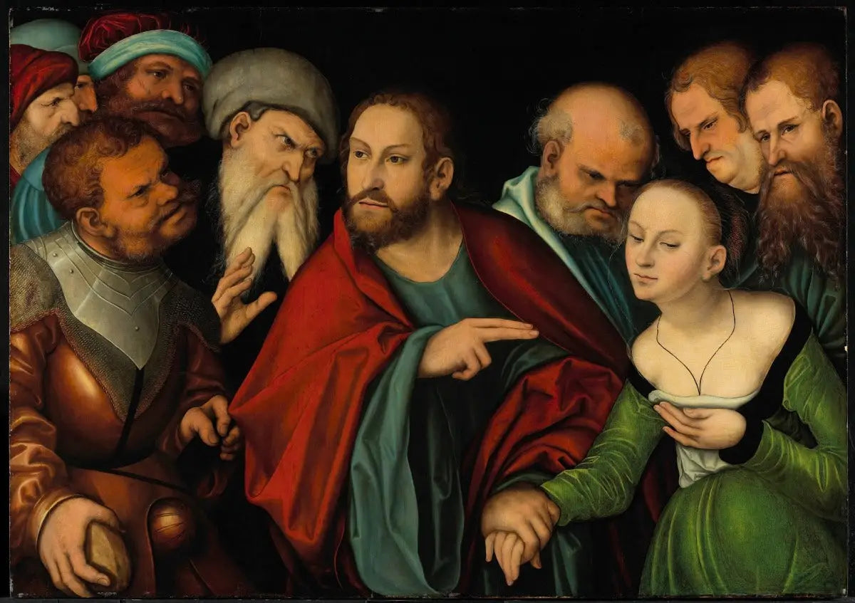 Le Christ et la femme adultère - Lucas Cranach the Elder image 1 reproduction réalisée par Alpha Reproduction