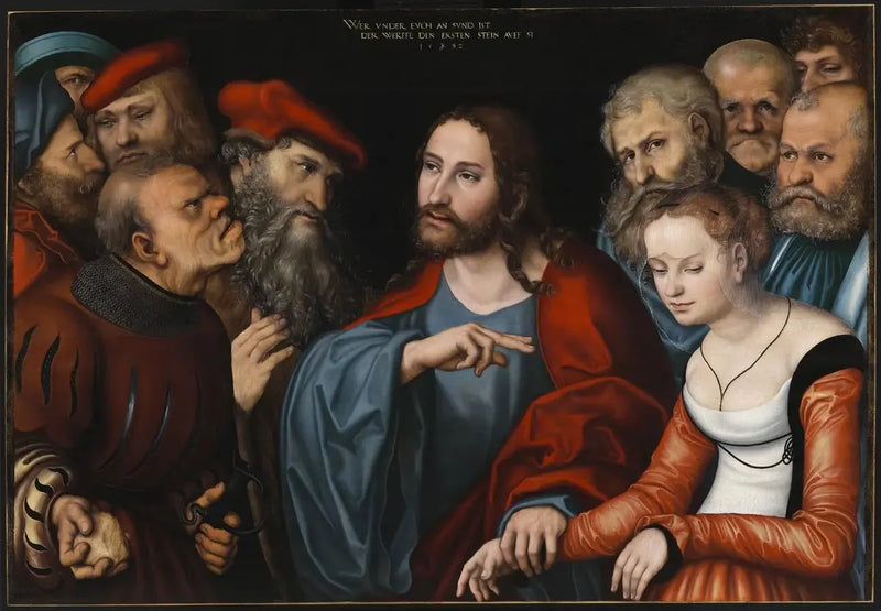 Christus und die Ehebrecherin. - Lucas Cranach der Ältere