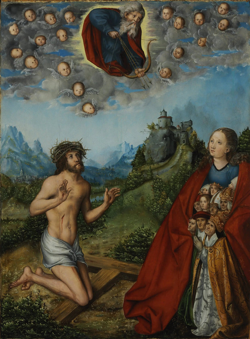 Christus und die Jungfrau bitten für die Menschheit vor Gott dem Vater - Lucas Cranach der Ältere
