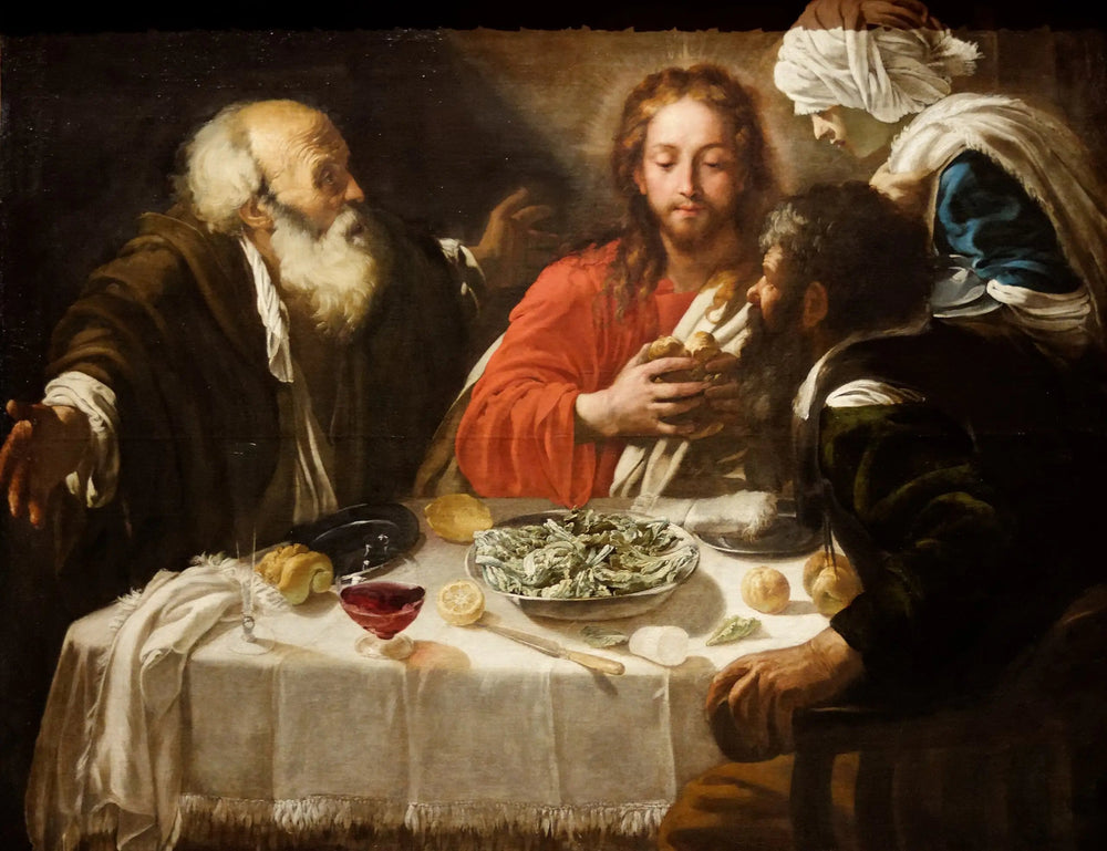 Le Christ et les disciples à Emaus - Le Caravage image 1 copie de tableau peinte à la main