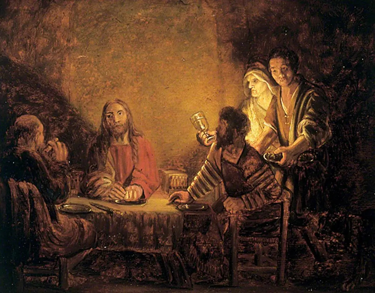 Le Christ et les disciples (La Cène d'Emmaüs) - Rembrandt image 1 reproduction de peinture à l’huile