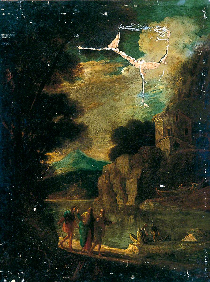 Le Christ et les disciples sur le chemin d'Emmaüs - Salvator Rosa image 1 reproduction artisanale de tableau