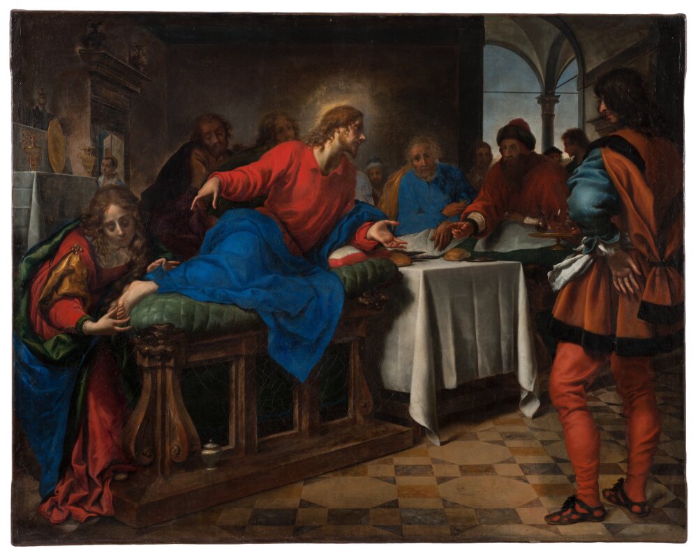 Le Christ et Marie-Madeleine dans la maison de Simon - Carlo Dolci image 1 tableau peint à l’huile sur toile