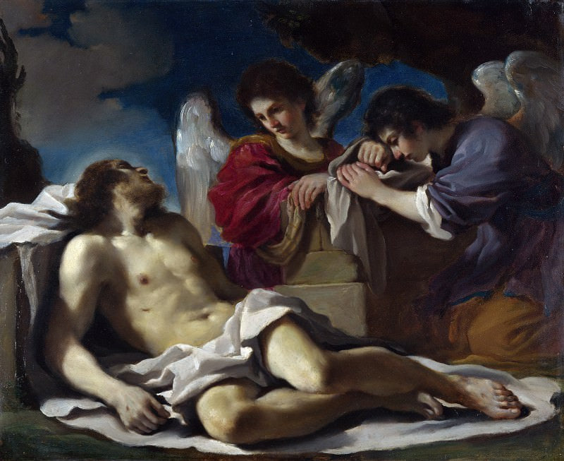 Der toter Christus, geweint von zwei Engeln - Guercino