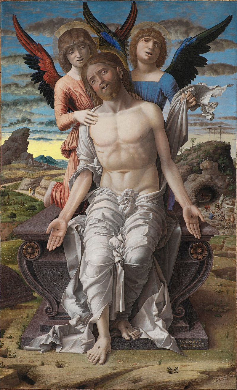 Der toter Christus, gehalten von zwei Engeln - Andrea Mantegna