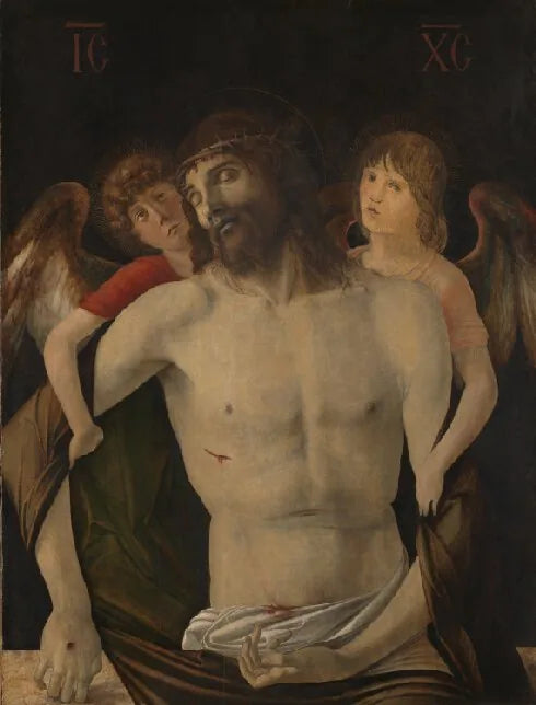 Der toter Christus, gestützt von Engeln - Giovanni Bellini