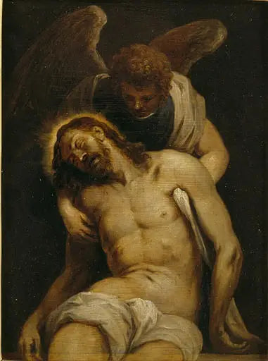 Der toter Christus gehalten von einem Engel - David Teniers der Jüngere