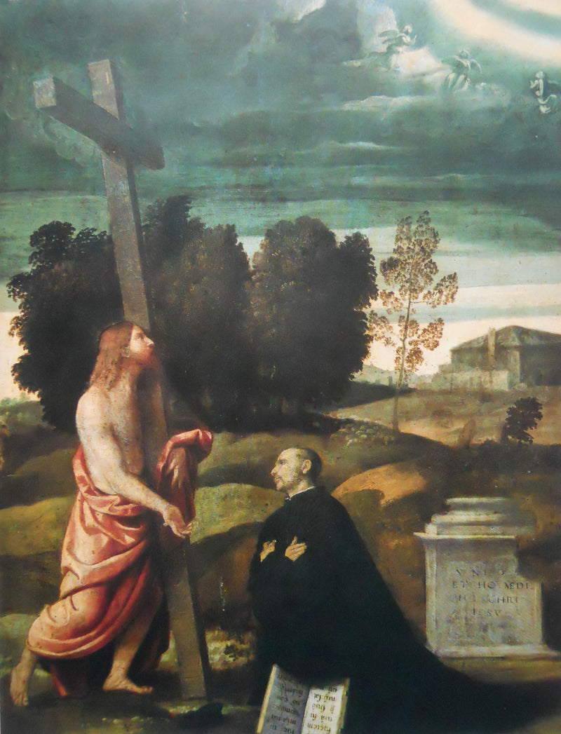 Der Christus trägt das Kreuz vor einer knienden Figur - Alessandro Bonvicino