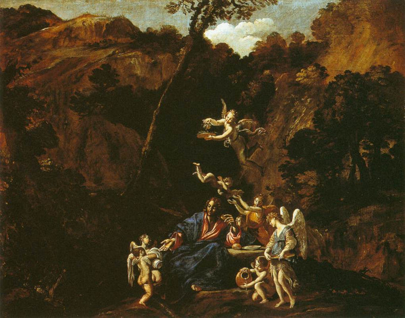 Christus, der von Engeln bedient wird - Giovanni Lanfranco