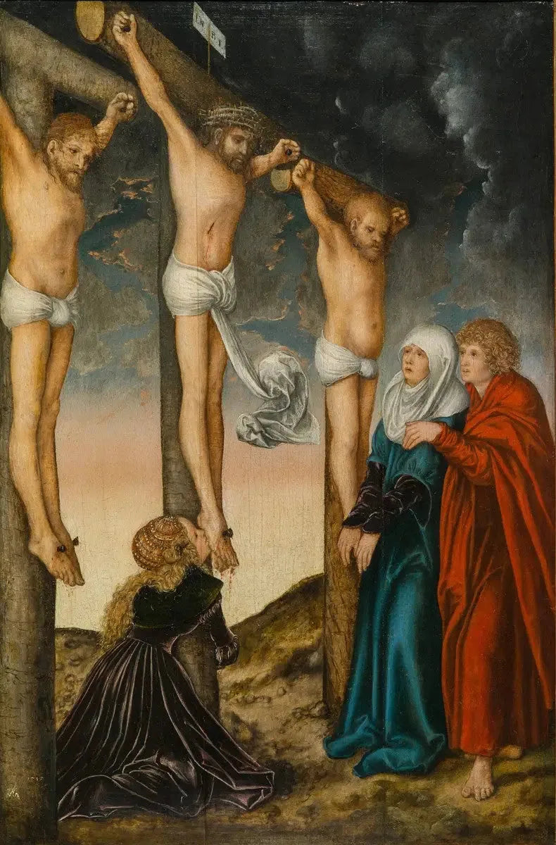 Christus am Kreuz zwischen den beiden Schächern - Lucas Cranach der Ältere