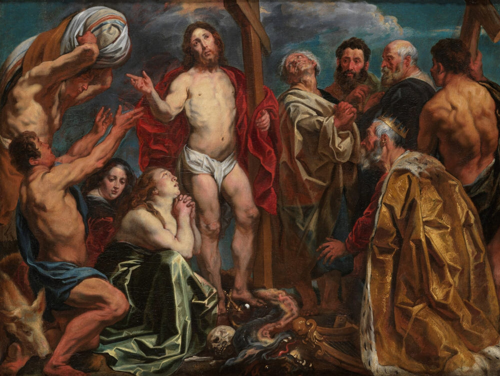 Le Christ triomphant parmi les neuf pénitents - Jacob Jordaens image 1 copie peinte à la main à l’huile