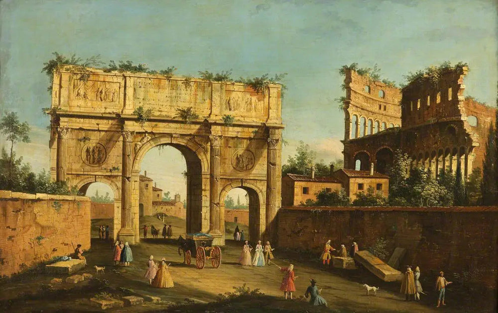 Le Colisée et l'Arc de Constantin, Rome - Canaletto image 1 copie peinte à la main à l’huile