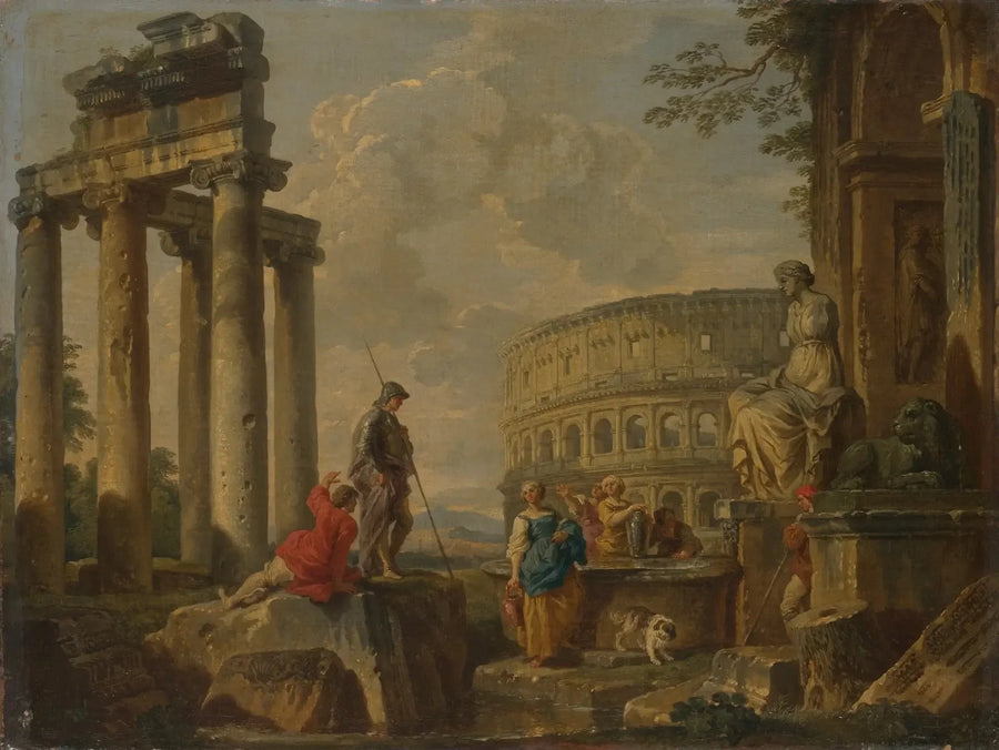 Das Kolosseum unter den römischen Ruinen - Giovanni Paolo Panini