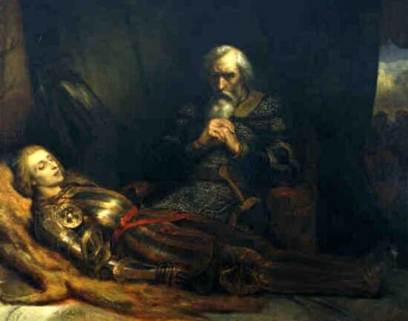 Der Graf Eberhard von Württemberg trauert beim Leichnam seines Sohnes - Ary Scheffer