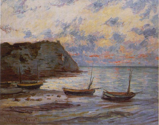 Reproduction du tableau « Le coucher du soleil à Etretat - Claude Monet » par Alpha Reproduction en peinture à l’huile