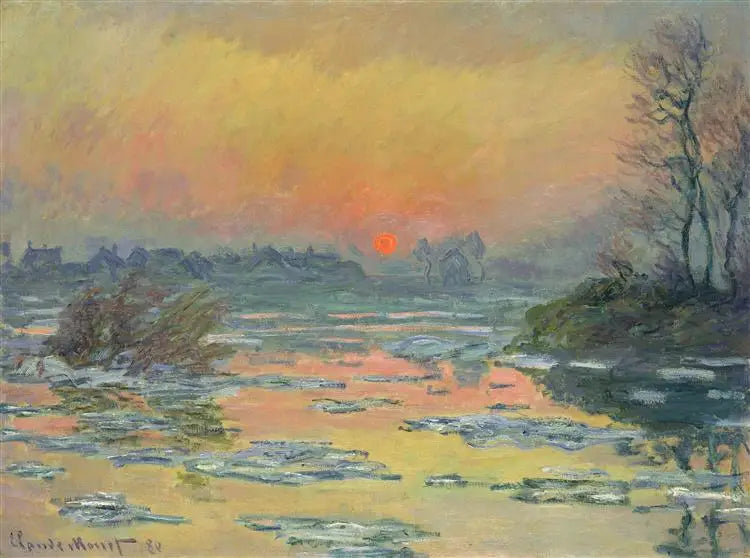 Der Sonnenuntergang über der Seine im Winter - Claude Monet