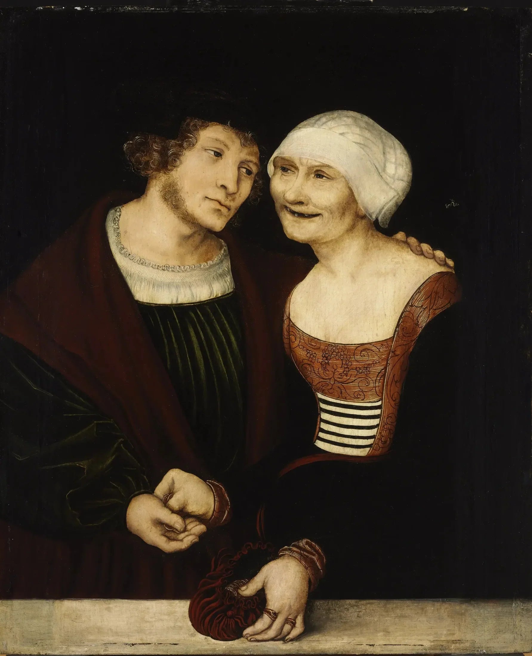 Le couple mal assorti : Jeune homme et vieille femme - Lucas Cranach the Elder image 1 reproduction de peinture à l’huile