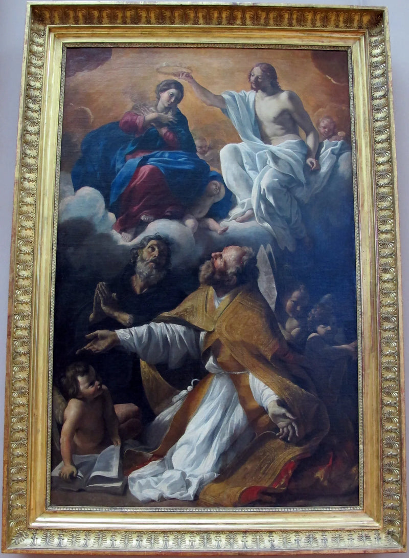 Der Himmelfahrt der Jungfrau mit Heiligen Augustinus und Wilhelm von Aquitanien - Giovanni Lanfranco
