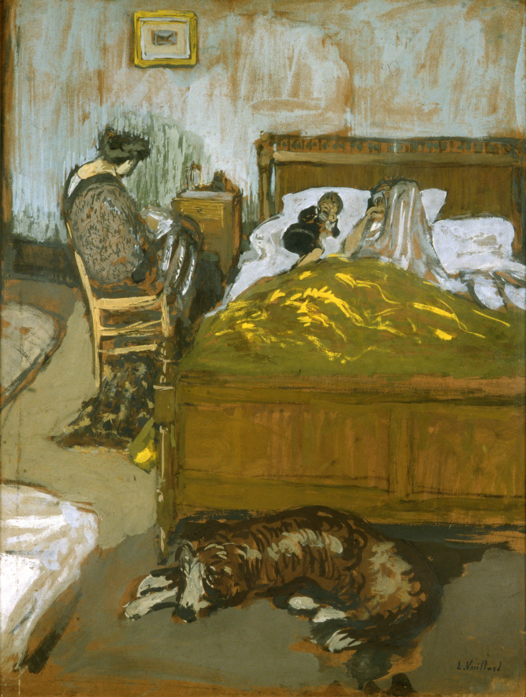 Der gelbe Bettüberwurf - Édouard Vuillard