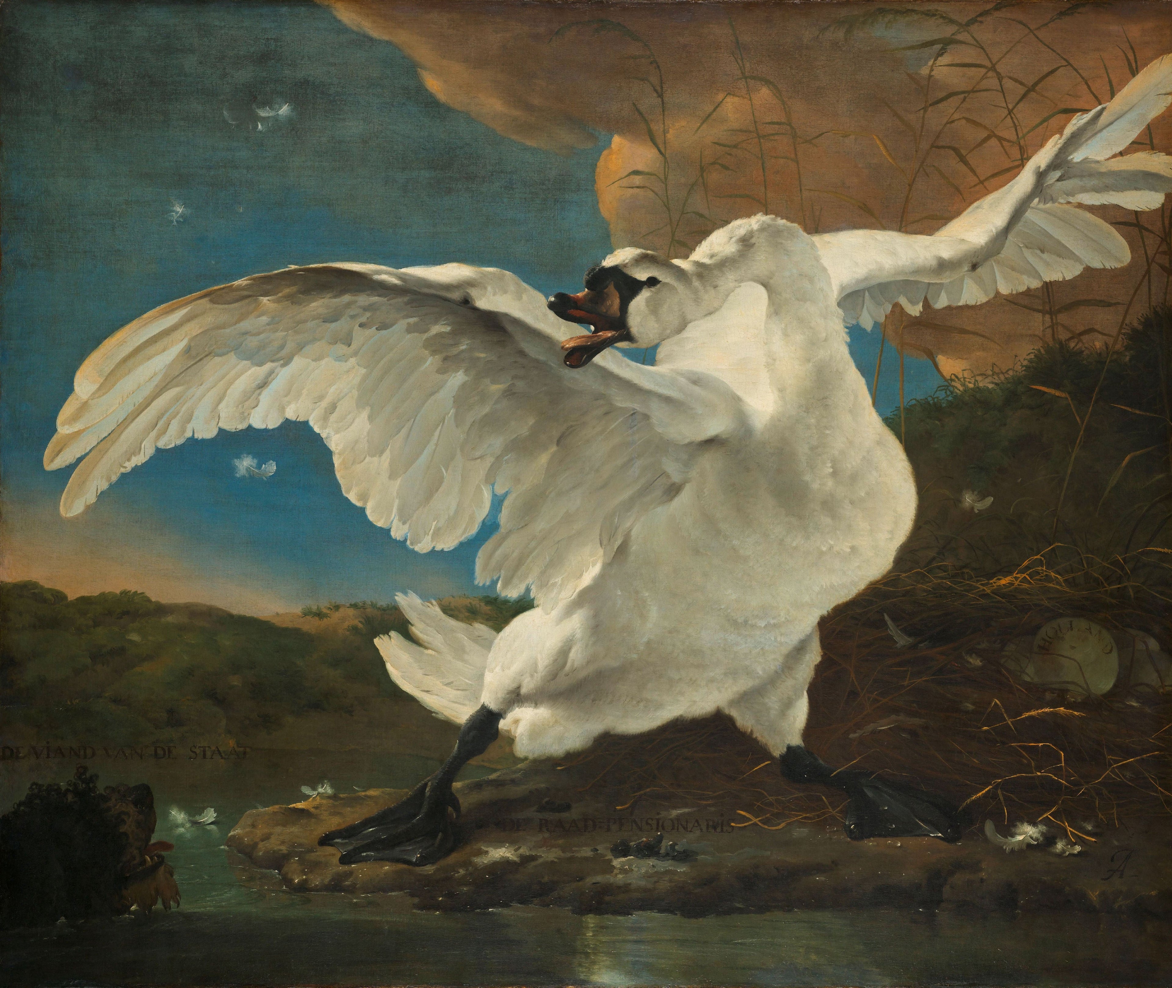 Le Cygne menacé - Jan Asselyn image 1 reproduction artisanale de tableau