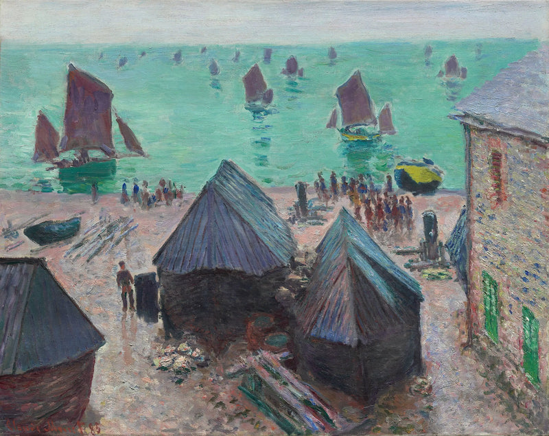 Die Abfahrt der Boote, Étretat - Claude Monet
