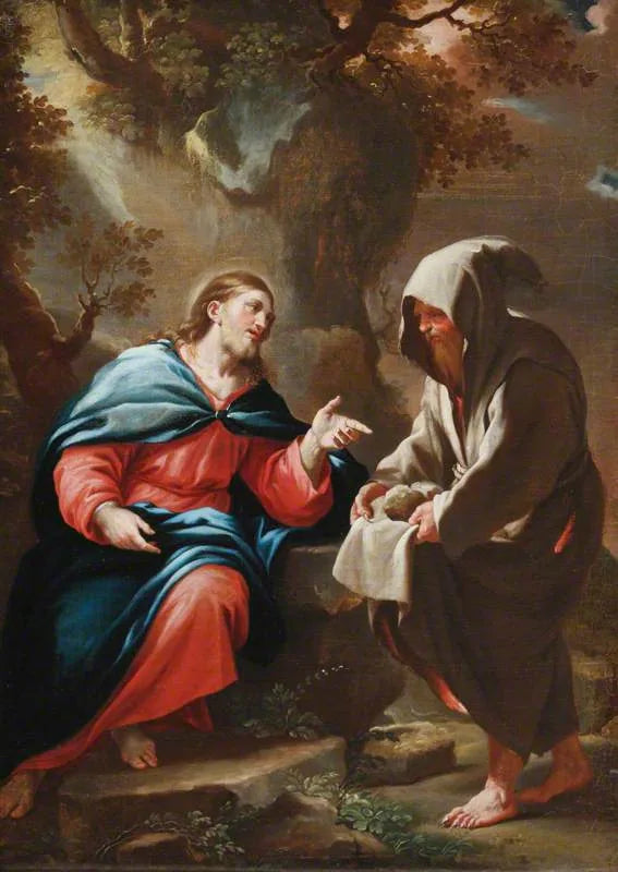Der verführerische Teufel, Christus zu verleiten, Steine in Brot zu verwandeln - Luca Giordano