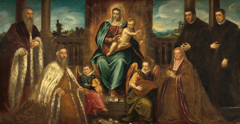 Der Doge Alvise Mocenigo und seine Familie vor der Jungfrau mit Kind - Jacopo Tintoretto